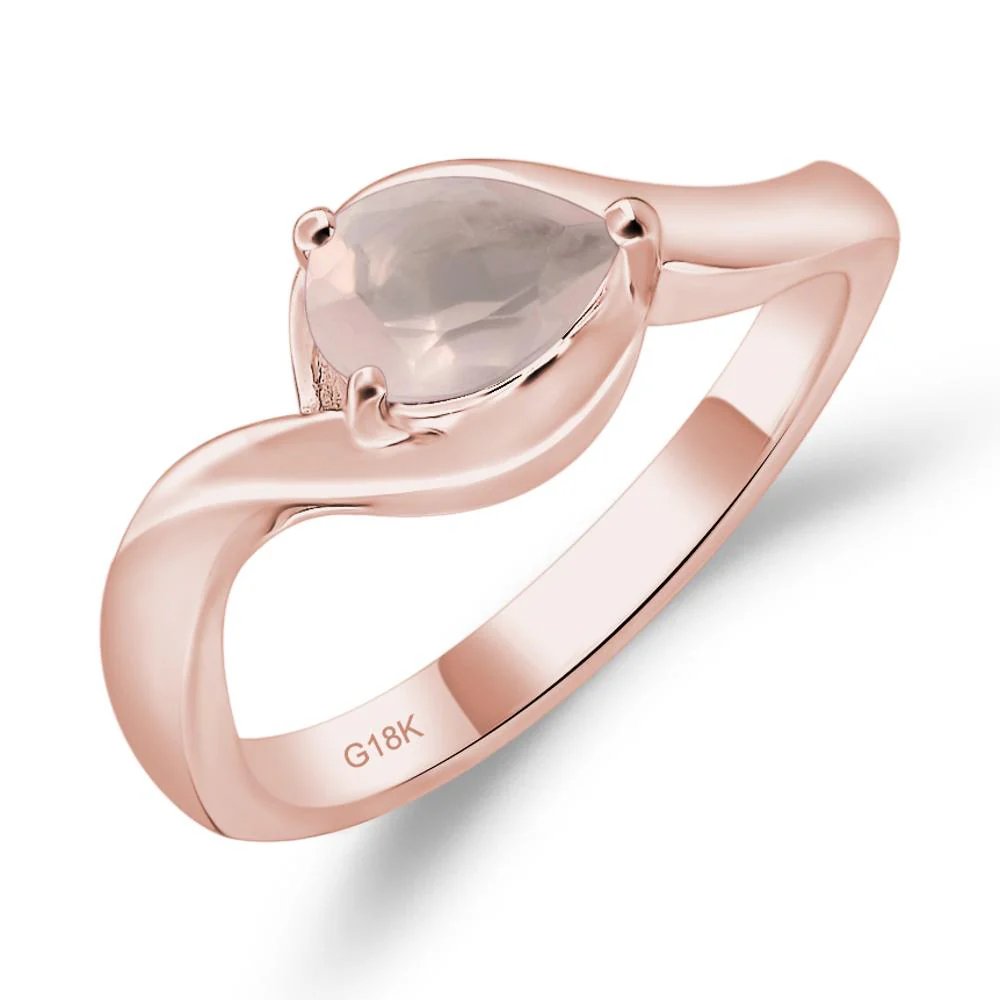 Rose Quartz Pear Solitaire Ring - Image 9