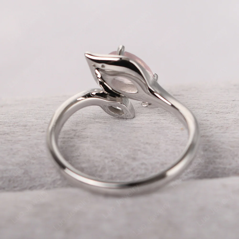 Nature Inspired Rose Quartz Leaf Ring - Image 4