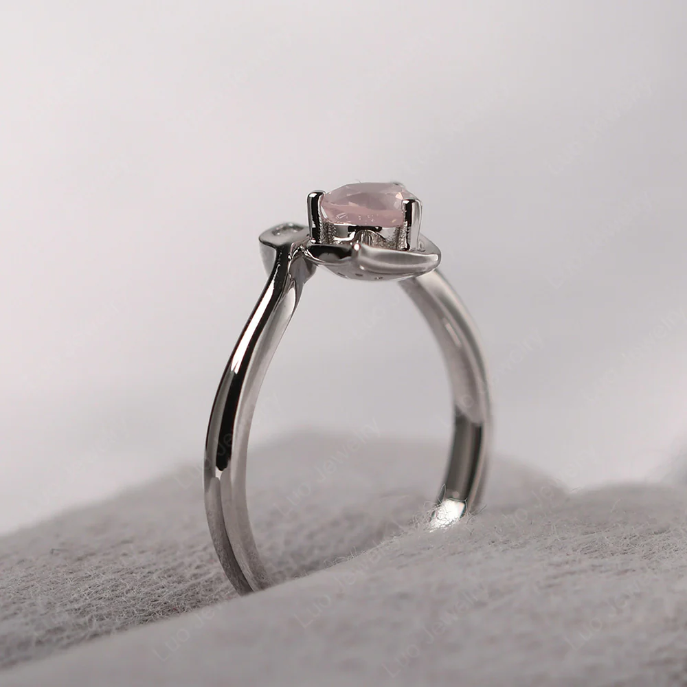 Nature Inspired Rose Quartz Leaf Ring - Image 5