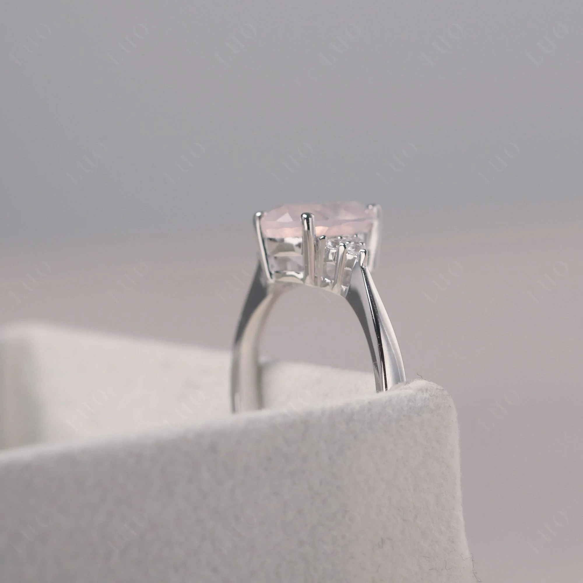 Pear Shaped Rose Quartz Promise Ring - Image 5