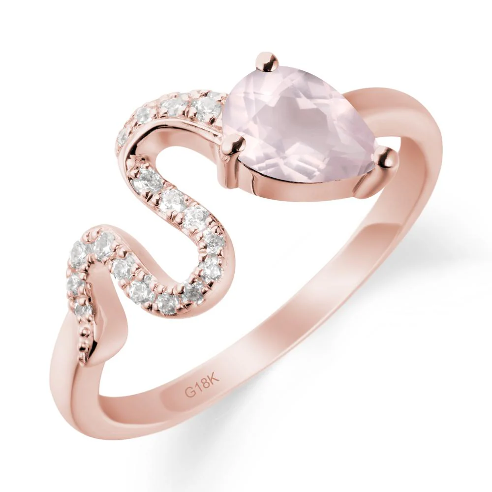 Pear Shaped Rose Quartz Serpent Ring - Image 4