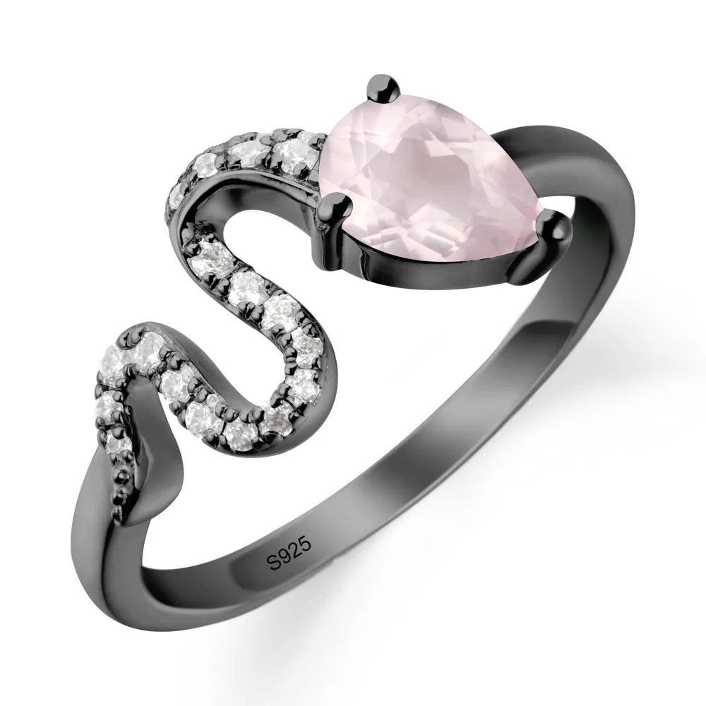 Pear Shaped Rose Quartz Serpent Ring - Image 7