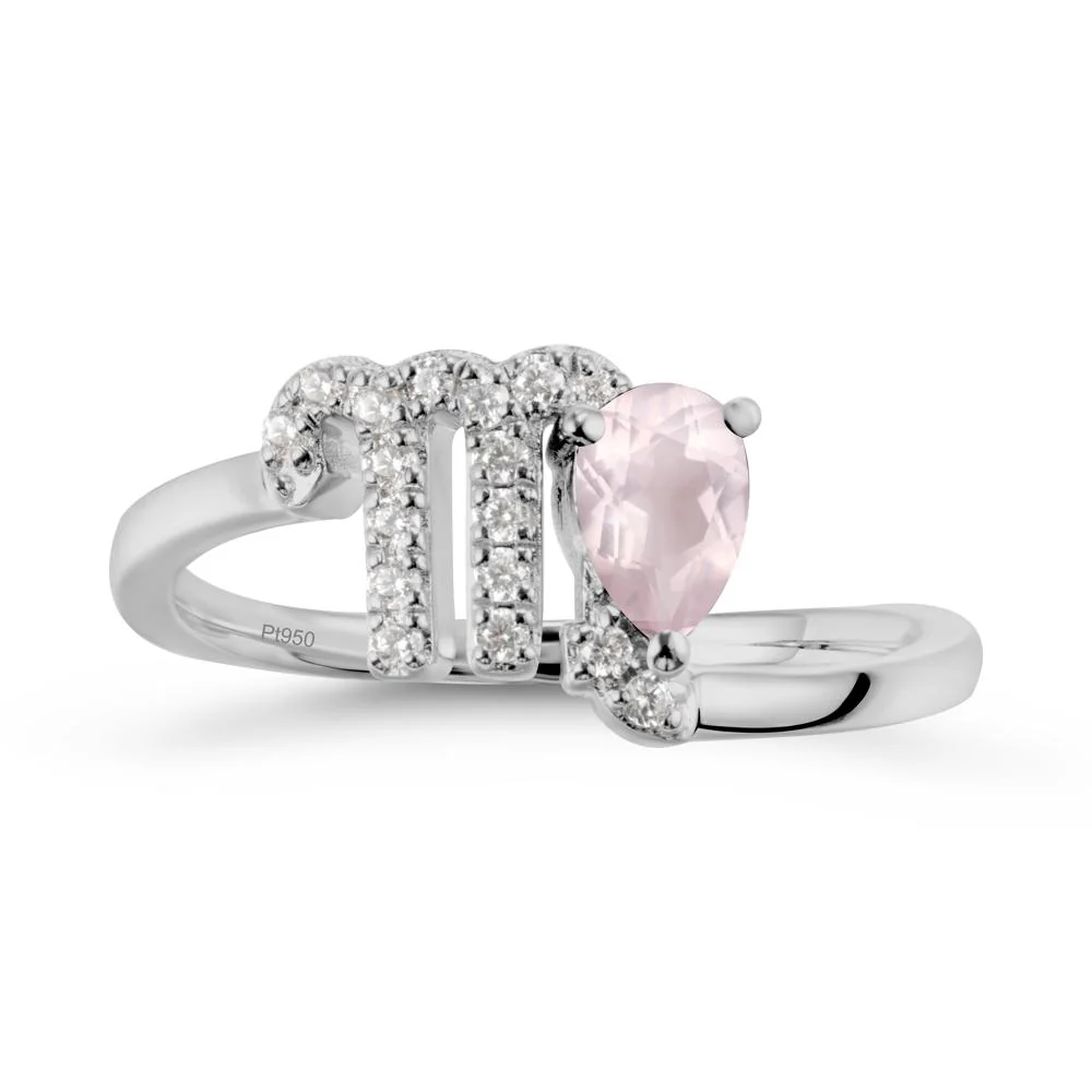 Pear Shaped Rose Quartz Virgo Zodiac Bypass Ring