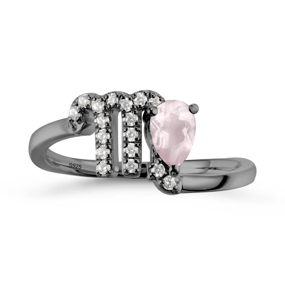 Pear Shaped Rose Quartz Virgo Zodiac Bypass Ring - Image 8