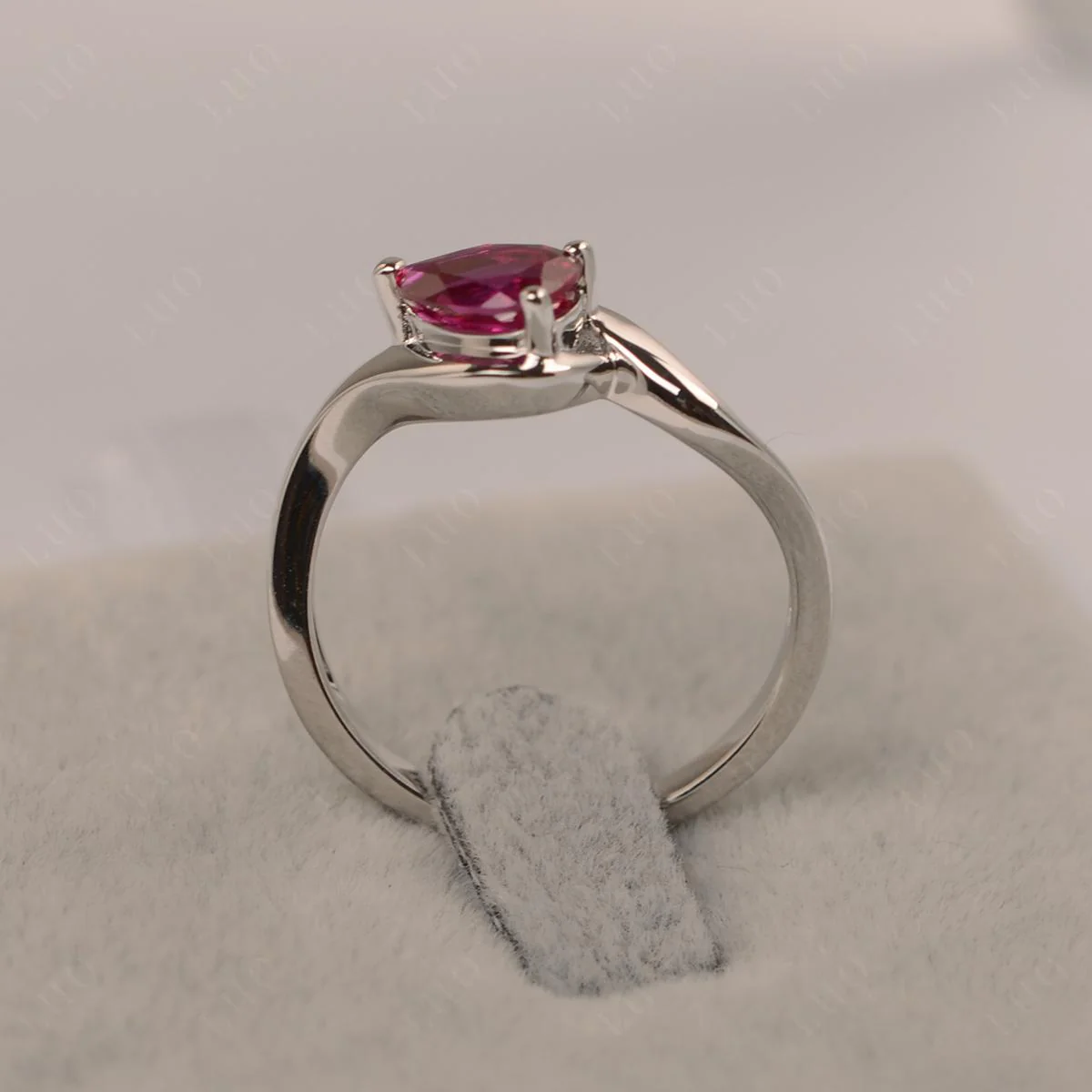 Pear Shaped Ruby East West Solitaire Ring - Image 11