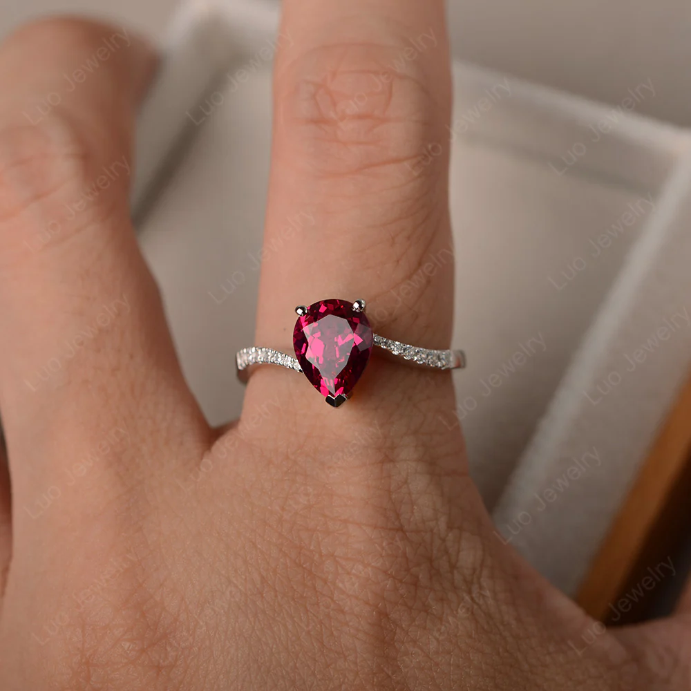Pear Shaped Ruby Bypass Ring - Image 4