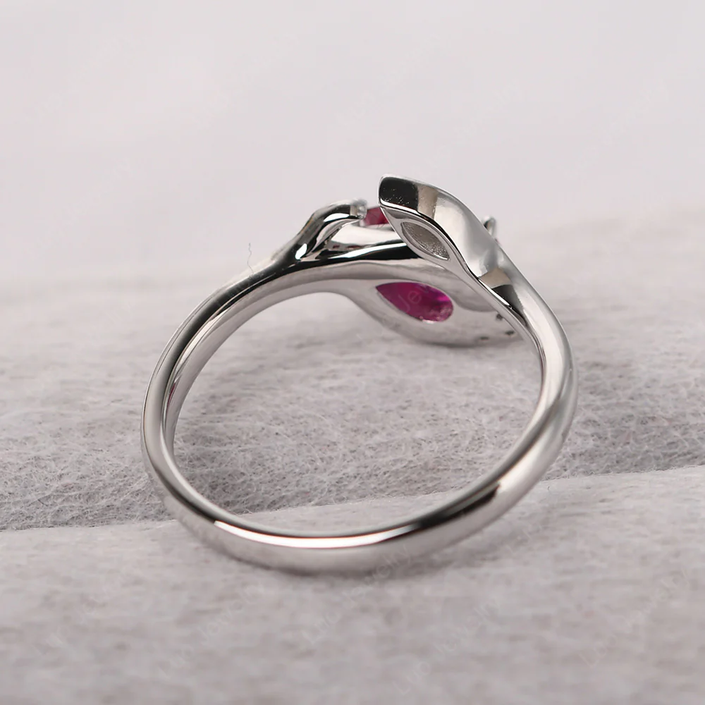 Ruby Leaf Design Ring - Image 4