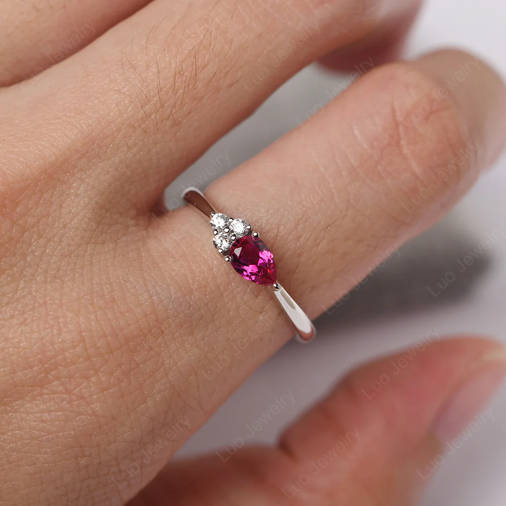 Petite Pear Shaped Ruby Ring - Image 5