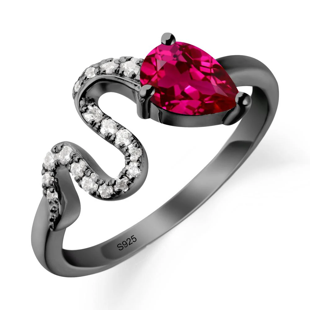 Pear Shaped Ruby Snake Ring