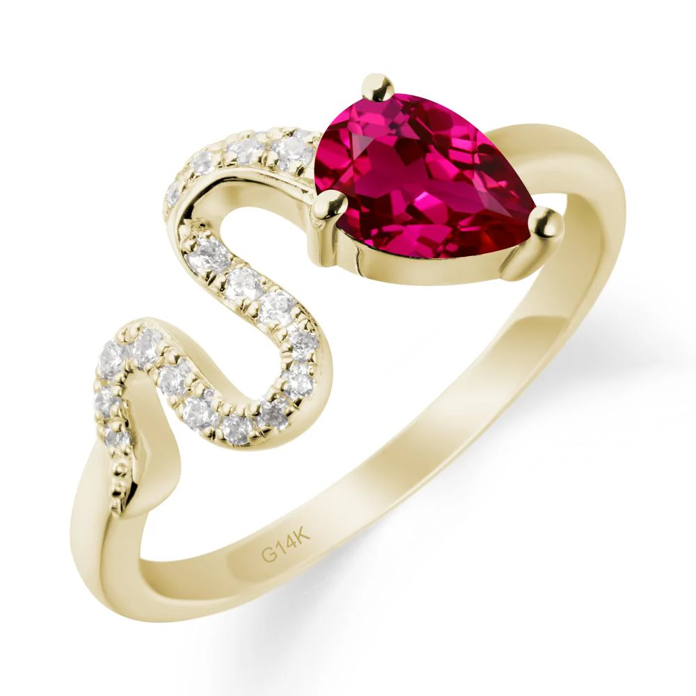 Pear Shaped Ruby Snake Ring - Image 4