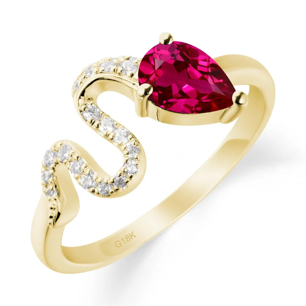Pear Shaped Ruby Snake Ring - Image 7