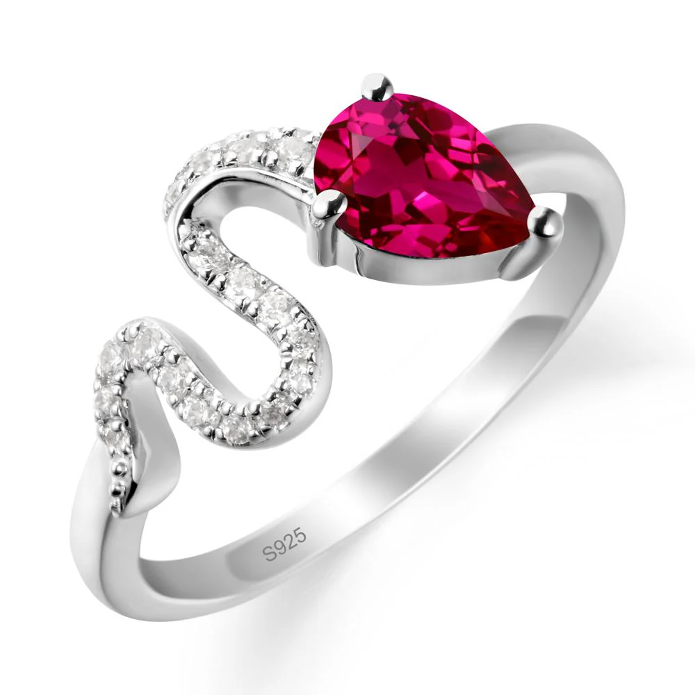Pear Shaped Ruby Snake Ring - Image 9