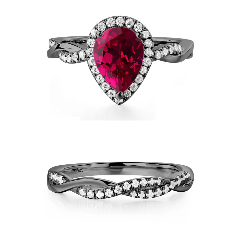 Ruby Twisted Halo Engagement Ring - Image 13