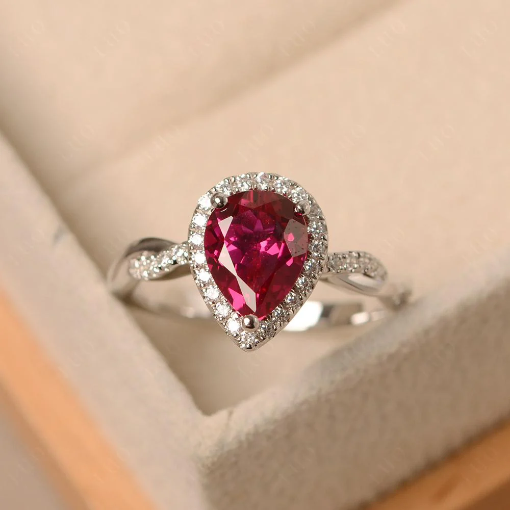 Ruby Twisted Halo Engagement Ring - Image 29
