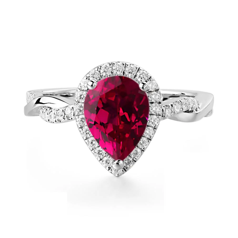 Ruby Twisted Halo Engagement Ring - Image 3