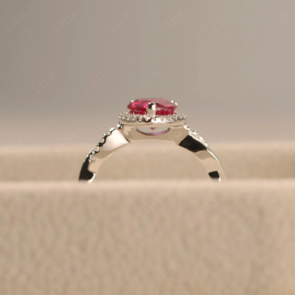 Ruby Twisted Halo Engagement Ring - Image 32