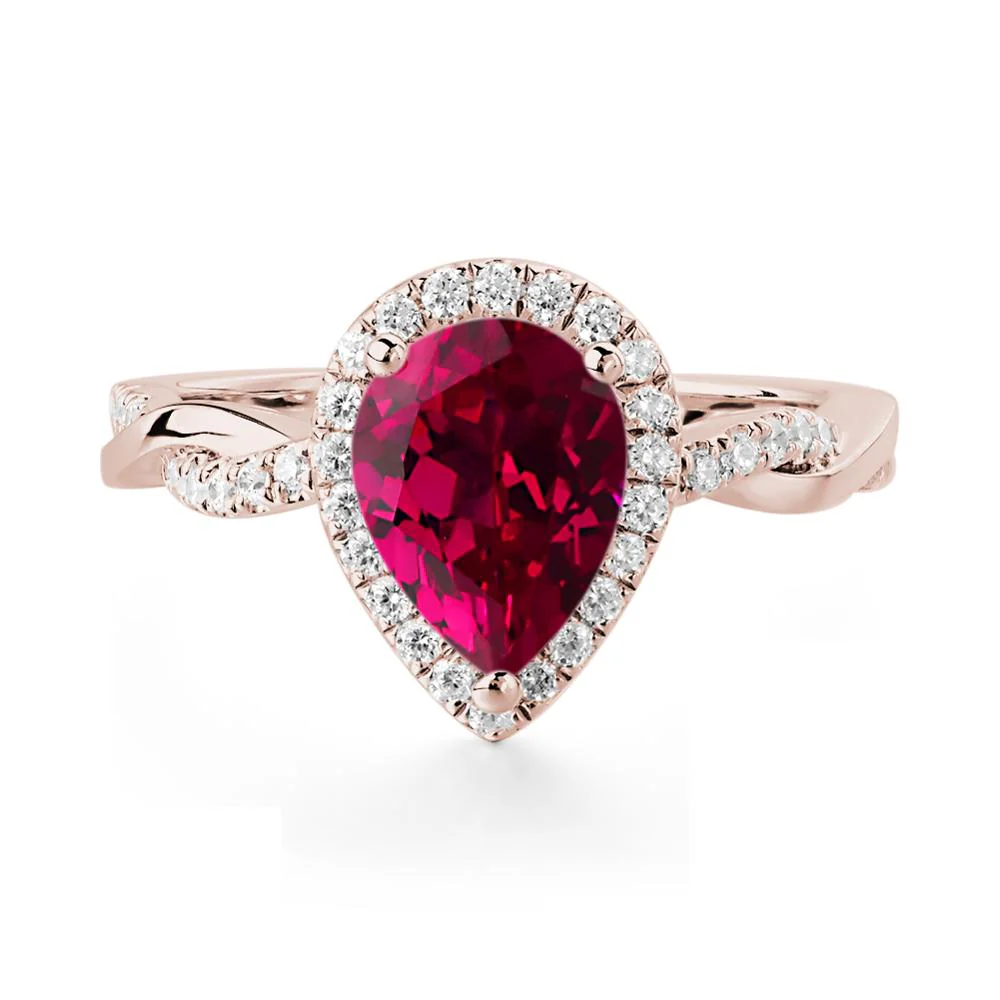 Ruby Twisted Halo Engagement Ring - Image 6