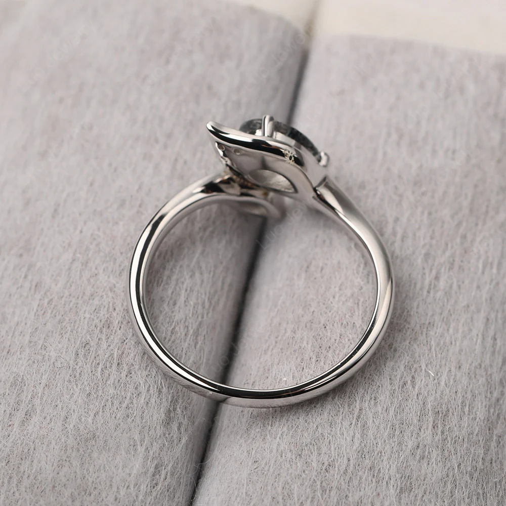 Black Rutilated Quartz Leaf Design Ring - Image 3