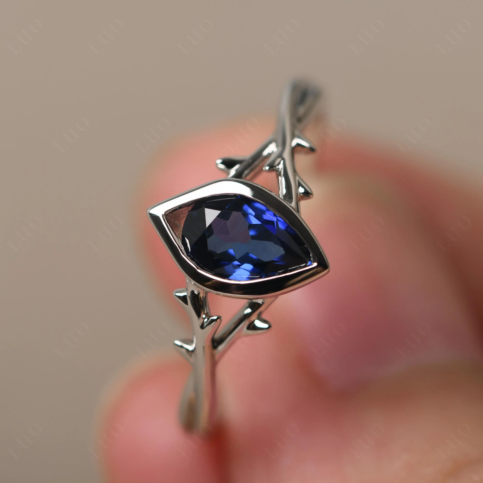 Sapphire Twig Bezel Set Ring - Image 29