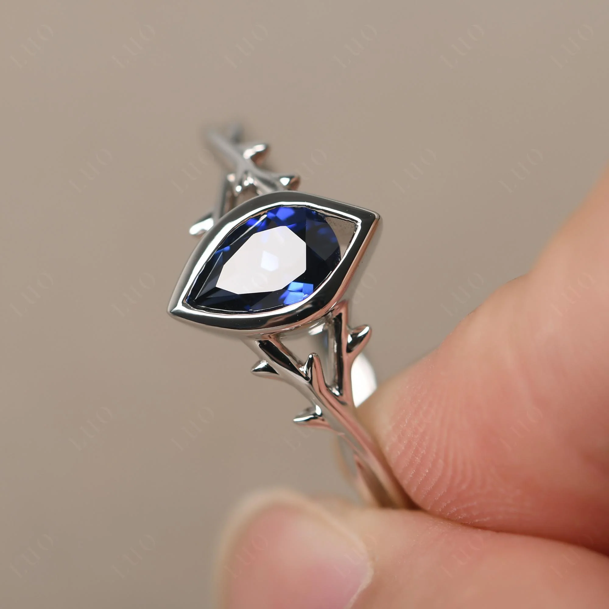 Sapphire Twig Bezel Set Ring - Image 30