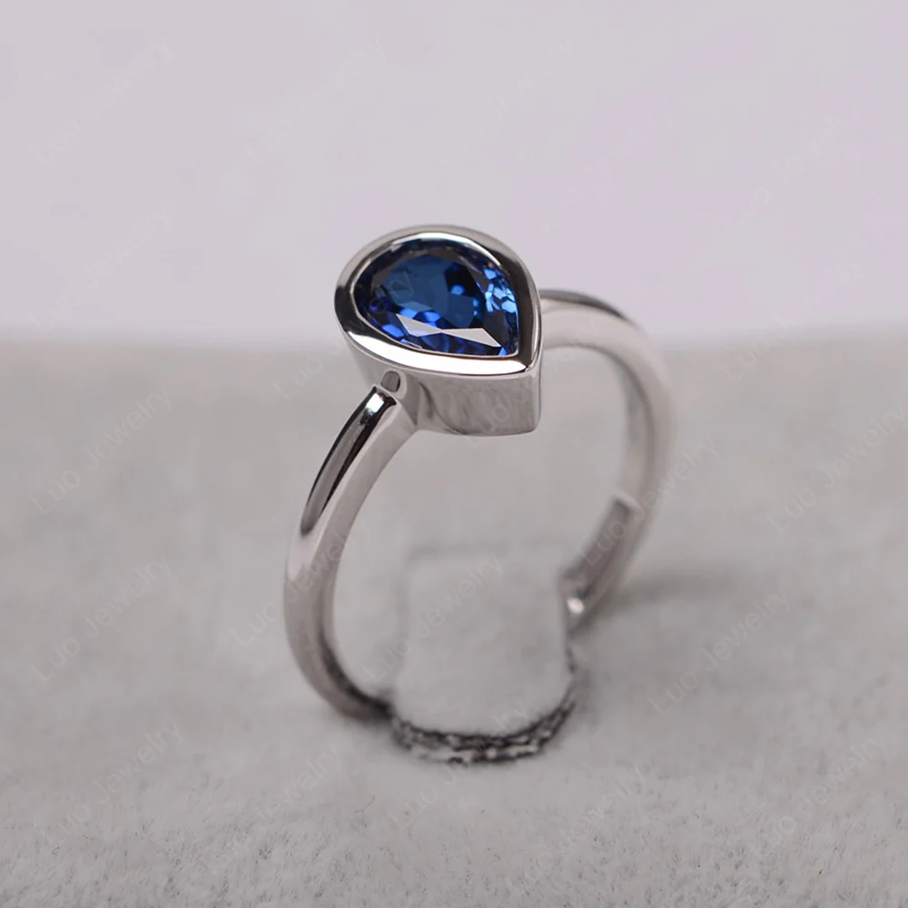Pear Shaped Sapphire Bezel Set Ring - Image 2