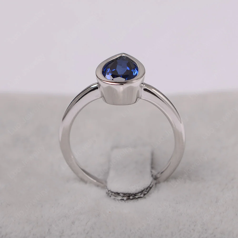 Pear Shaped Sapphire Bezel Set Ring - Image 3