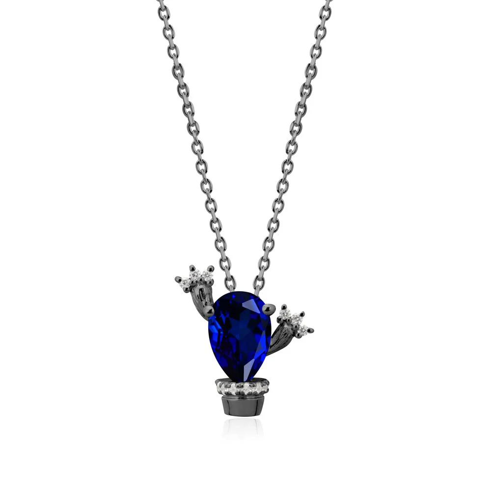 Pear Shaped Sapphire Cactus Pendant