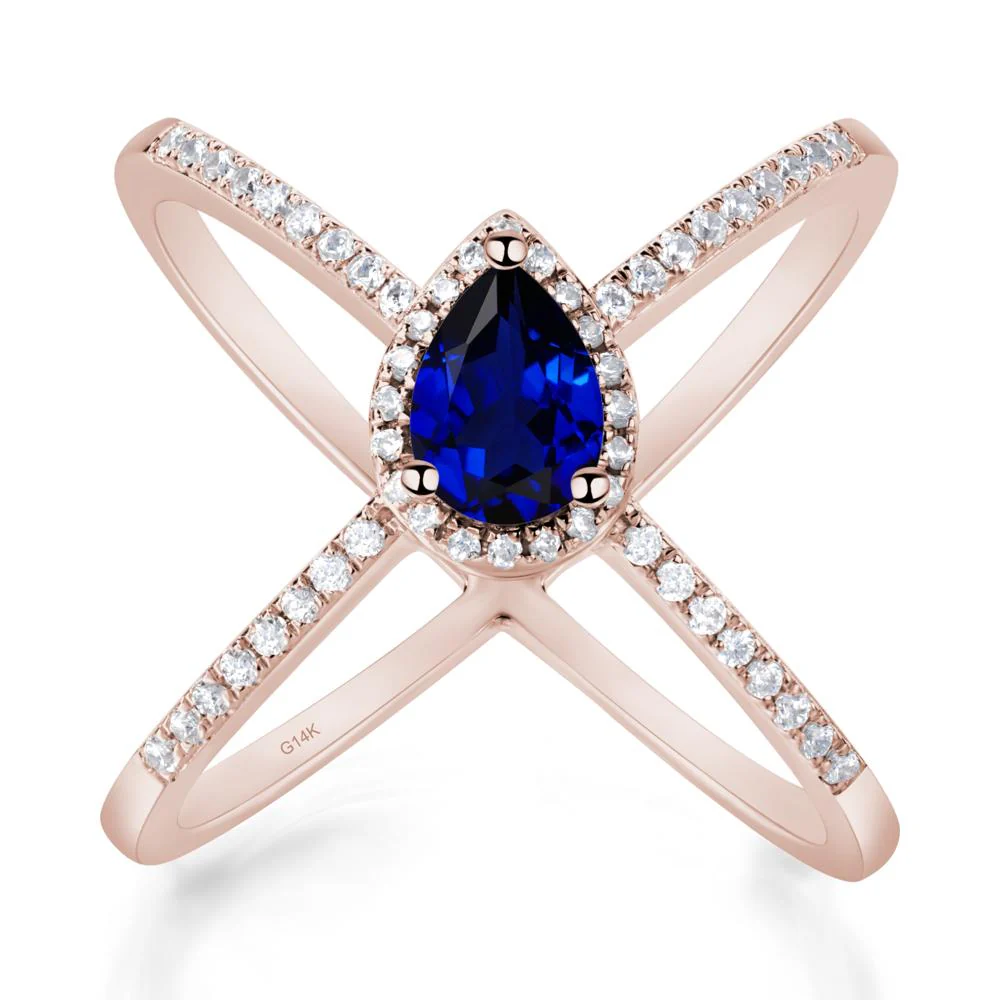 Pear Shaped Sapphire Criss Cross Ring - Image 9