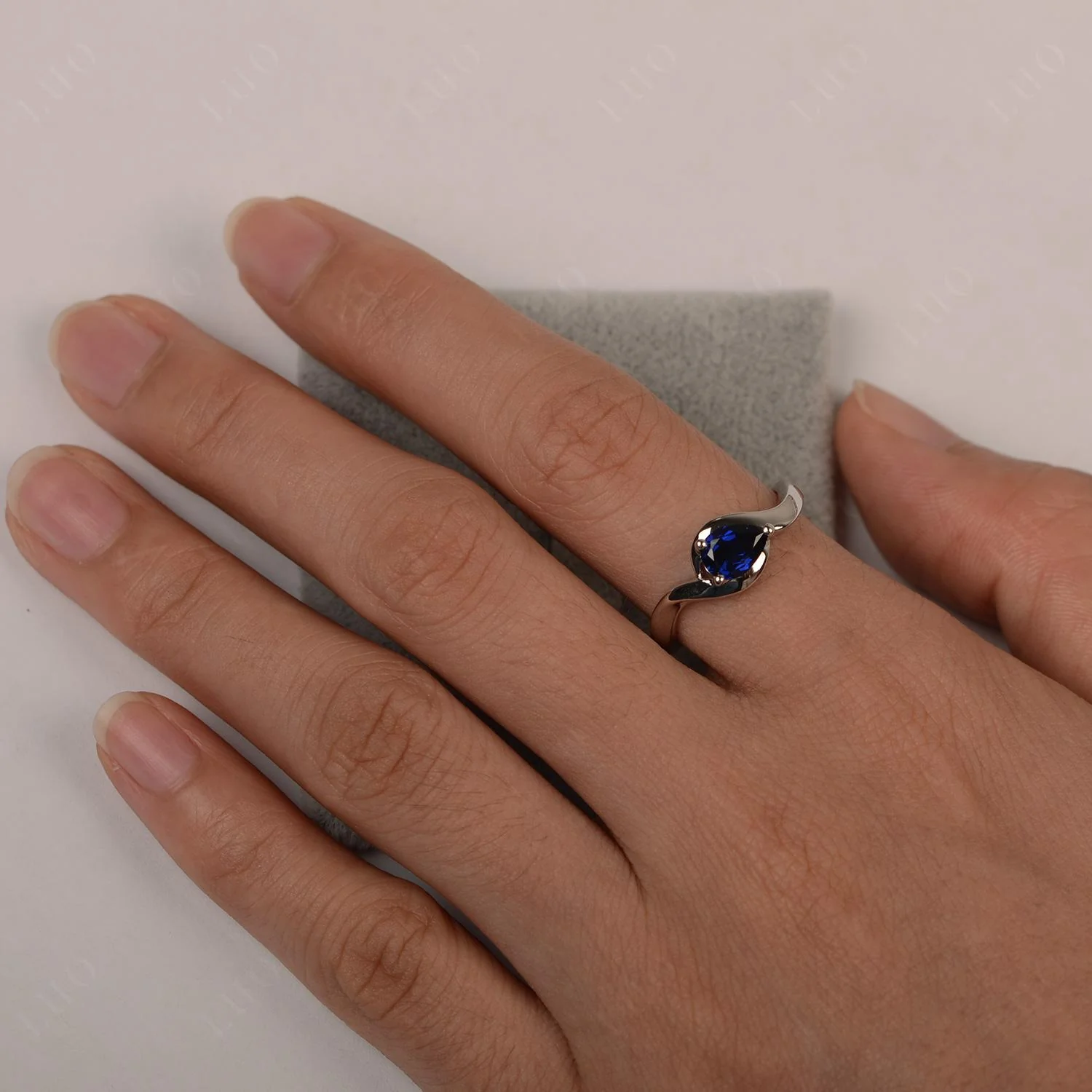 Sapphire Pear Solitaire Ring - Image 12