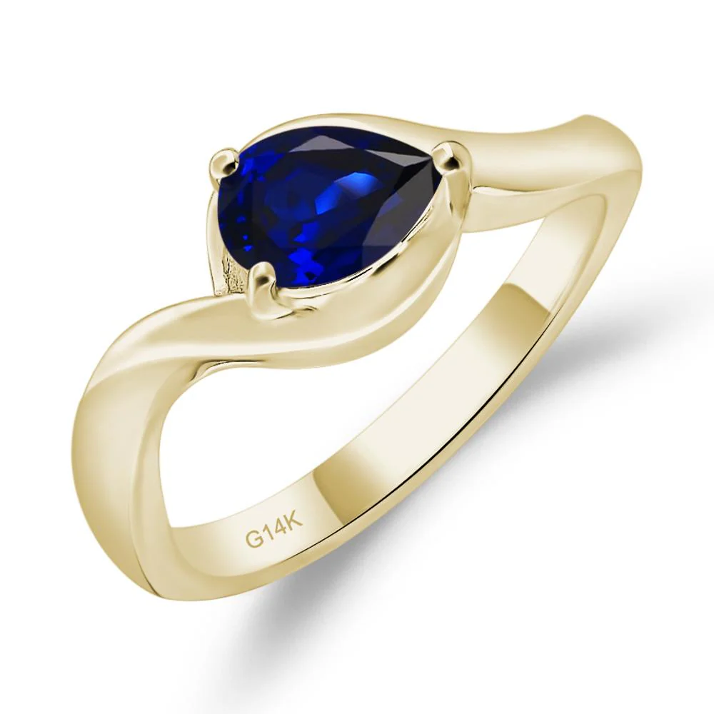 Sapphire Pear Solitaire Ring - Image 4
