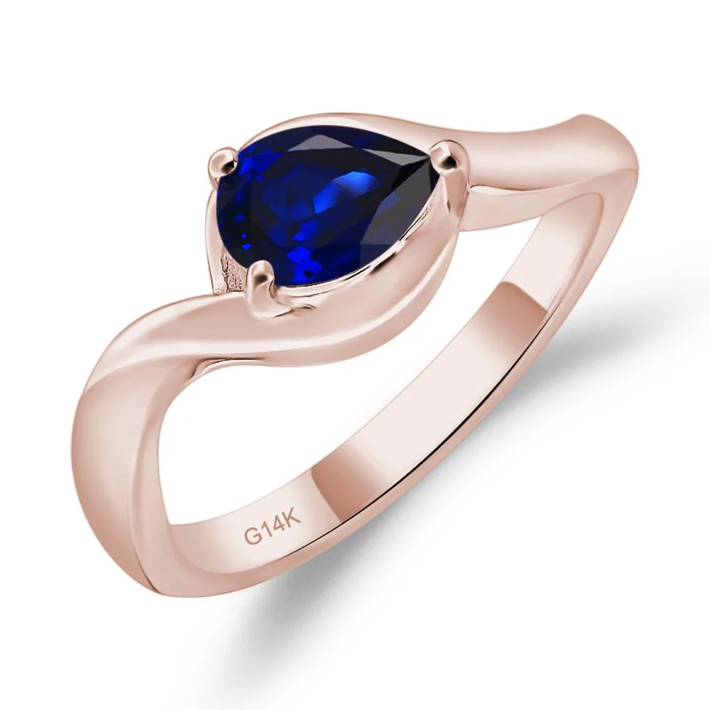 Sapphire Pear Solitaire Ring - Image 5