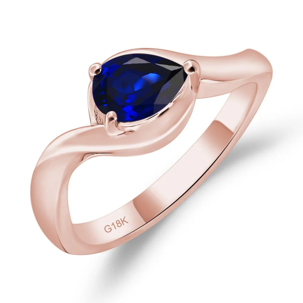 Sapphire Pear Solitaire Ring - Image 9