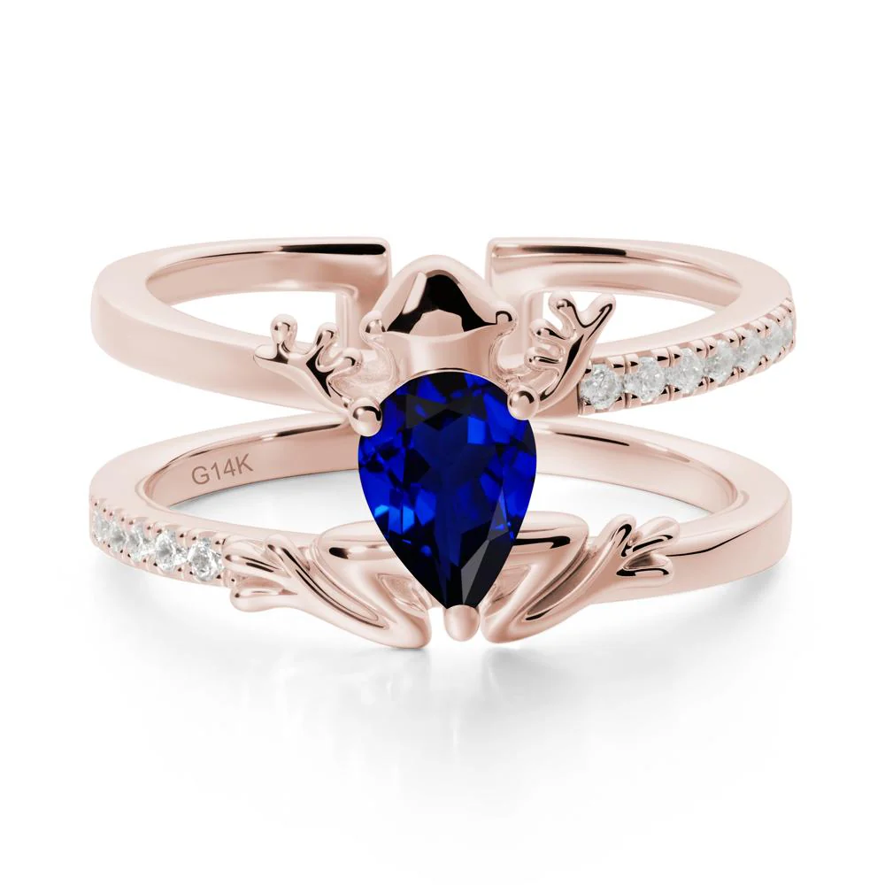 Pear Shaped Sapphire Frog Open Ring