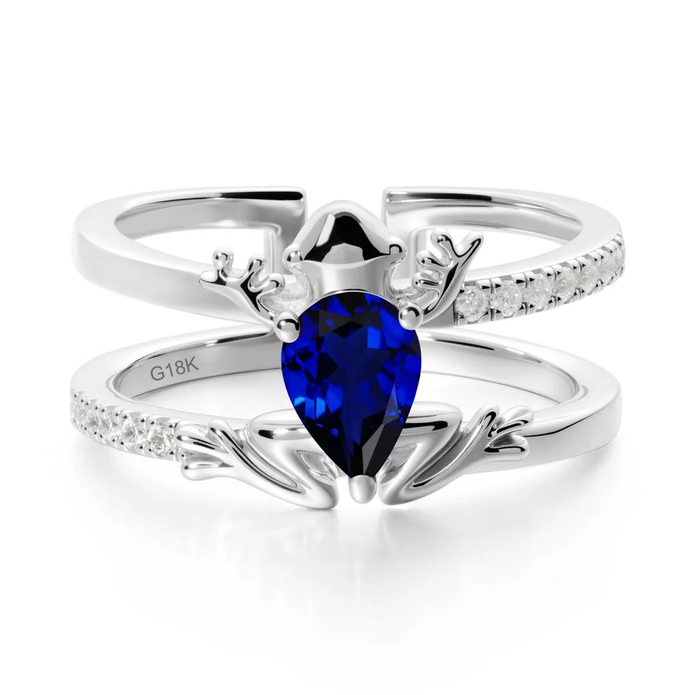 Pear Shaped Sapphire Frog Open Ring - Image 5