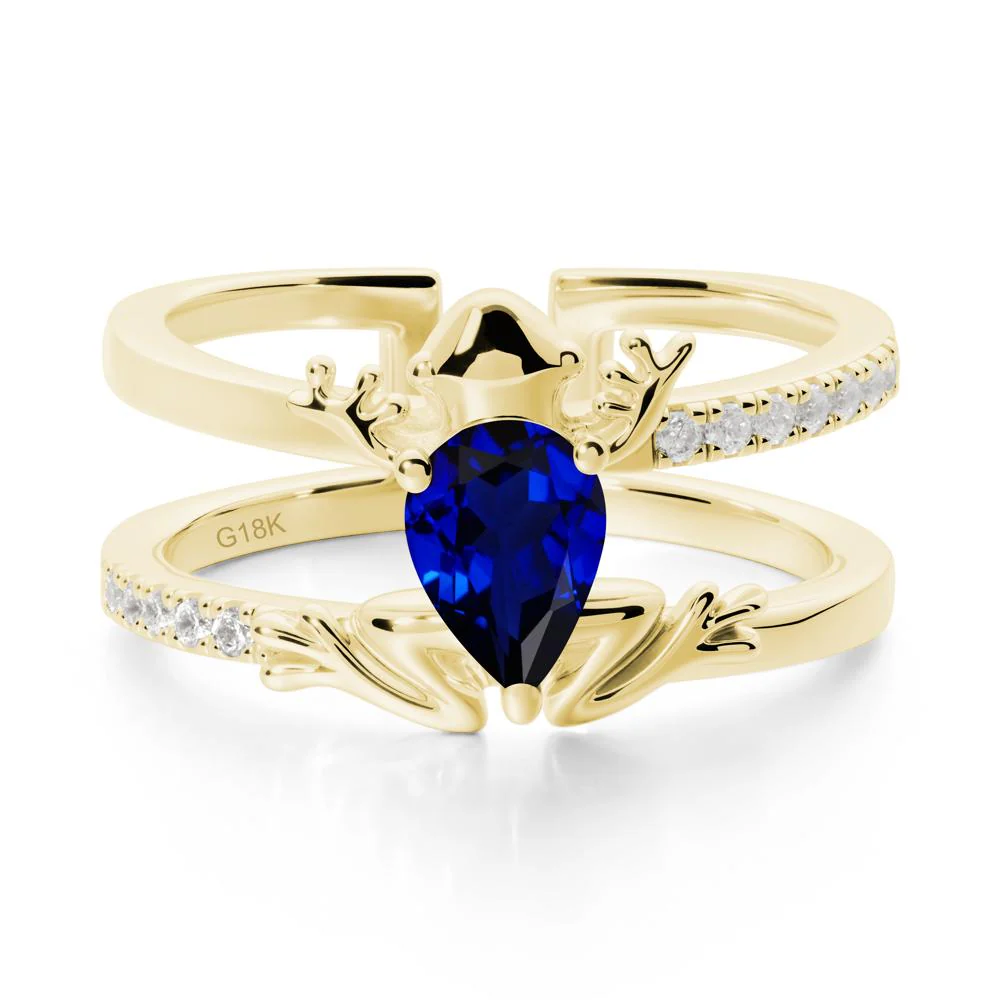 Pear Shaped Sapphire Frog Open Ring - Image 6
