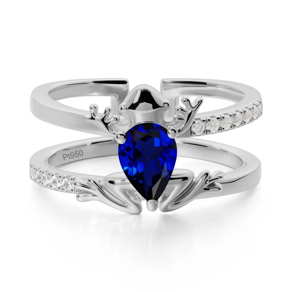 Pear Shaped Sapphire Frog Open Ring - Image 8