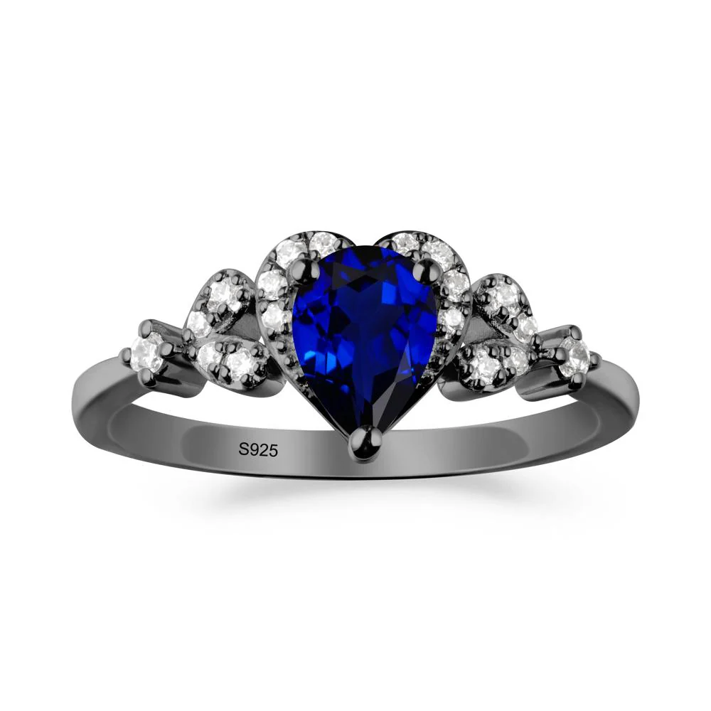 Pear Shaped Sapphire Heart Ring - Image 3