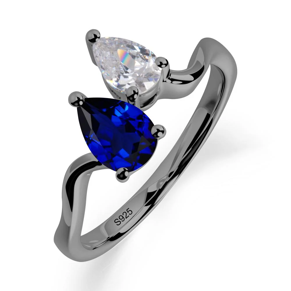 Pear Shaped Sapphire Toi Et Moi Ring - Image 6