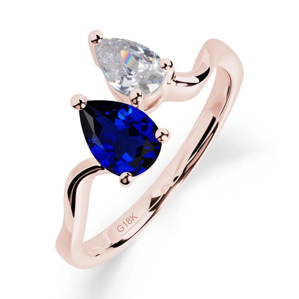 Pear Shaped Sapphire Toi Et Moi Ring - Image 7