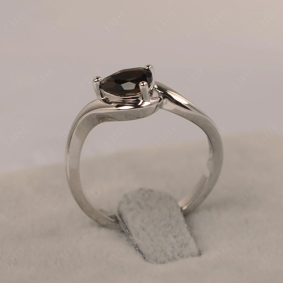 Pear Shaped Smoky Quartz East West Solitaire Ring - Image 11