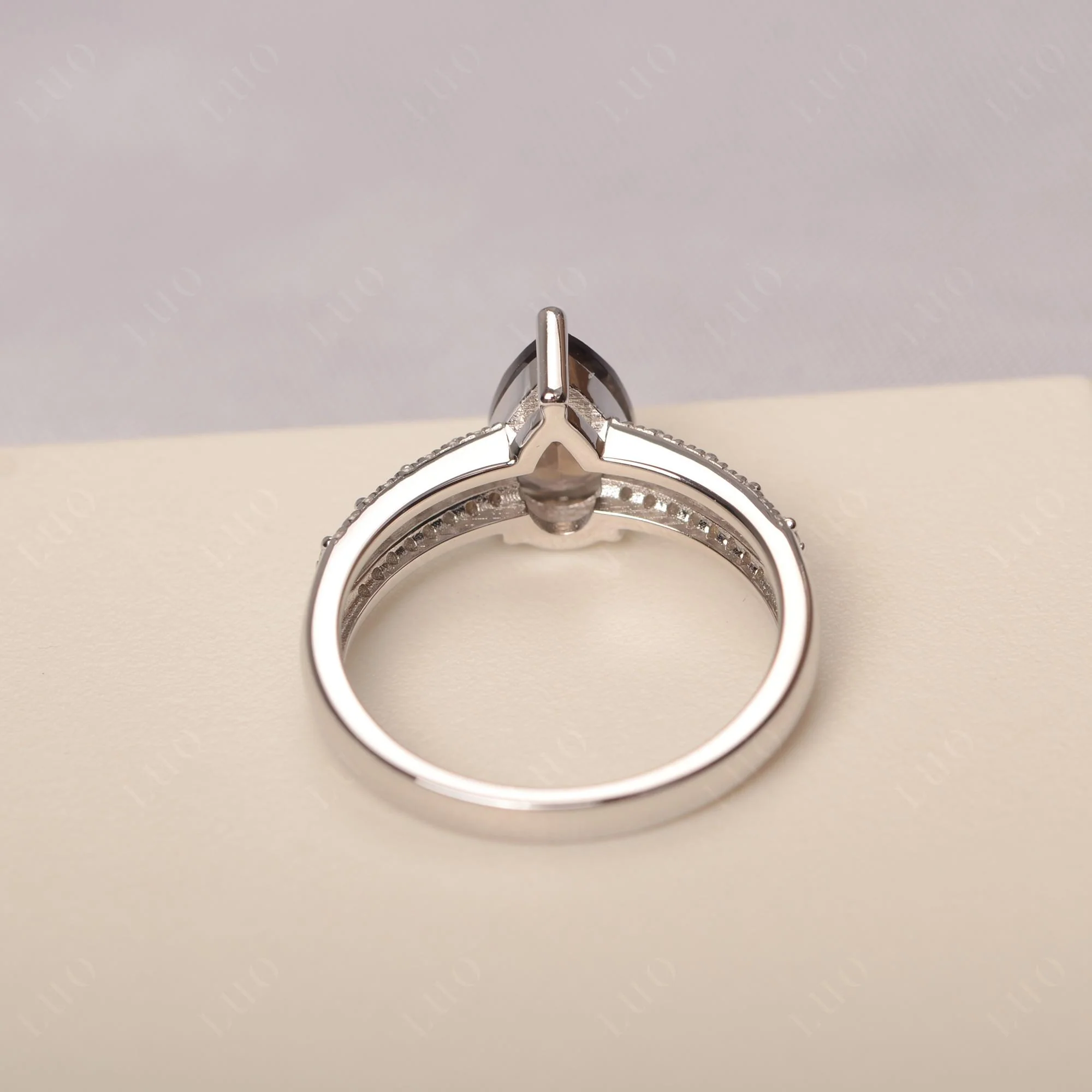 Smoky Quartz Pear Shaped Promise Ring - Image 3