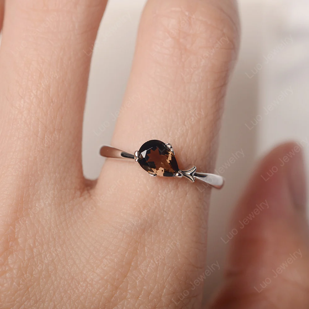 Pear Shaped Smoky Quartz Fish Ring - Image 5