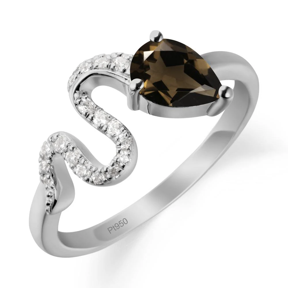 Pear Shaped Smoky Quartz Serpent Ring