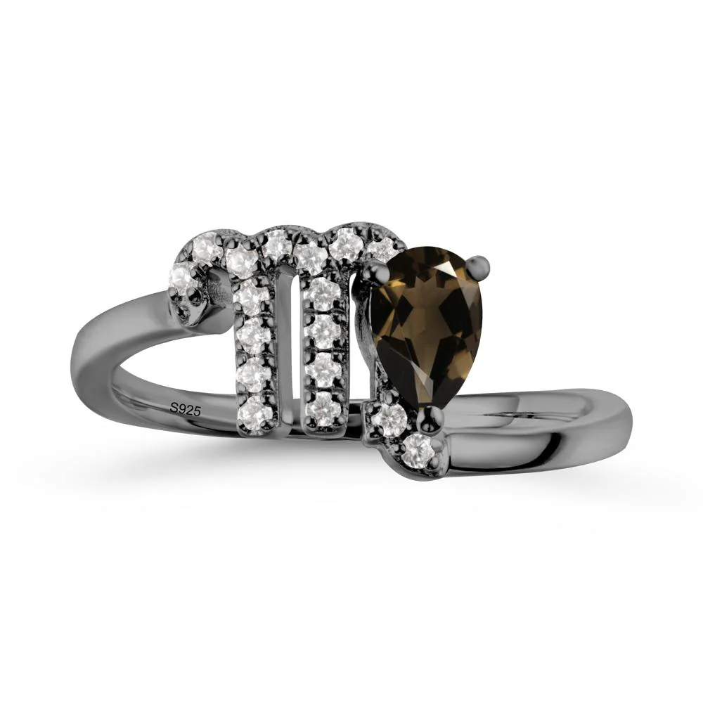 Pear Shaped Smoky Quartz Virgo Zodiac Bypass Ring - Image 7
