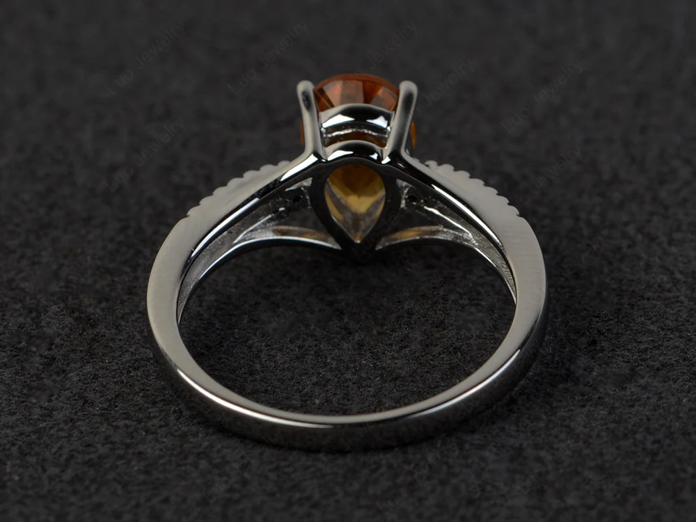 Pear Shaped Split Shank Citrine Ring - Image 3