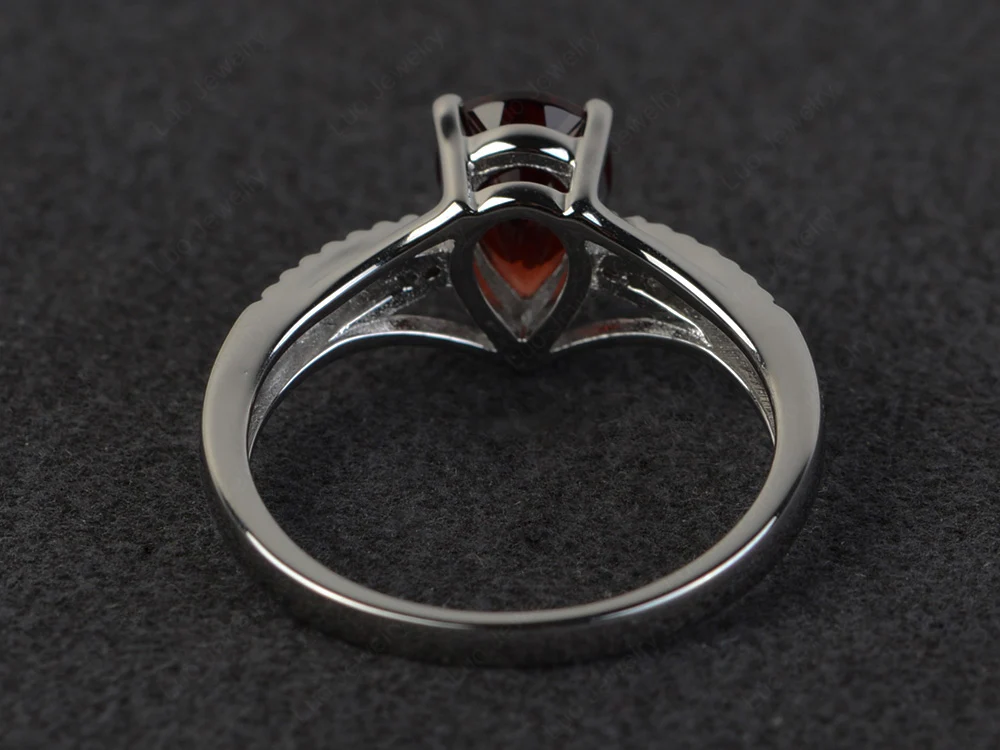 Pear Shaped Split Shank Garnet Ring - Image 3