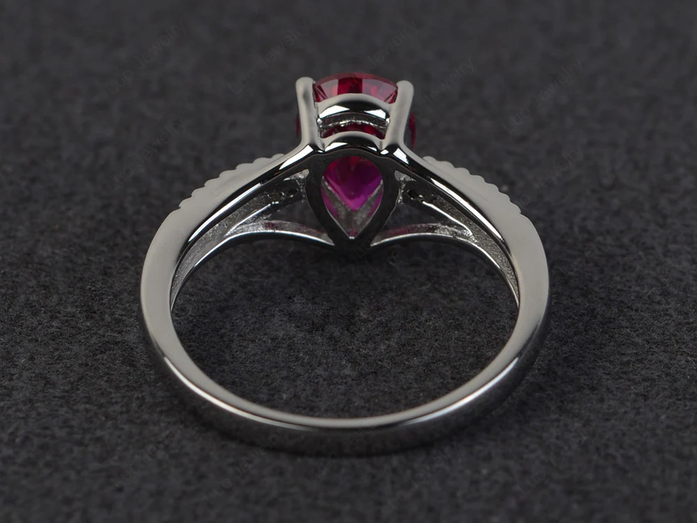 Pear Shaped Split Shank Ruby Ring - Image 3