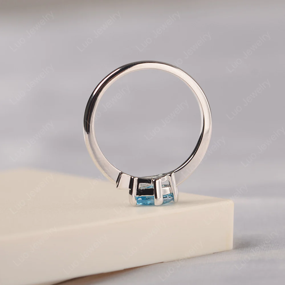 Pear Shaped Swiss Blue Topaz Fish Ring - Image 5