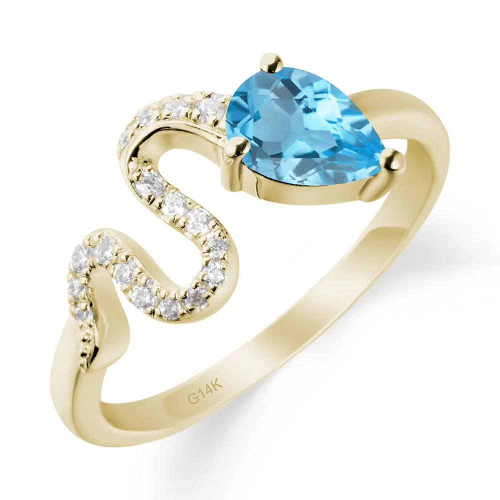 Pear Shaped Swiss Blue Topaz Snake Ring - Image 3