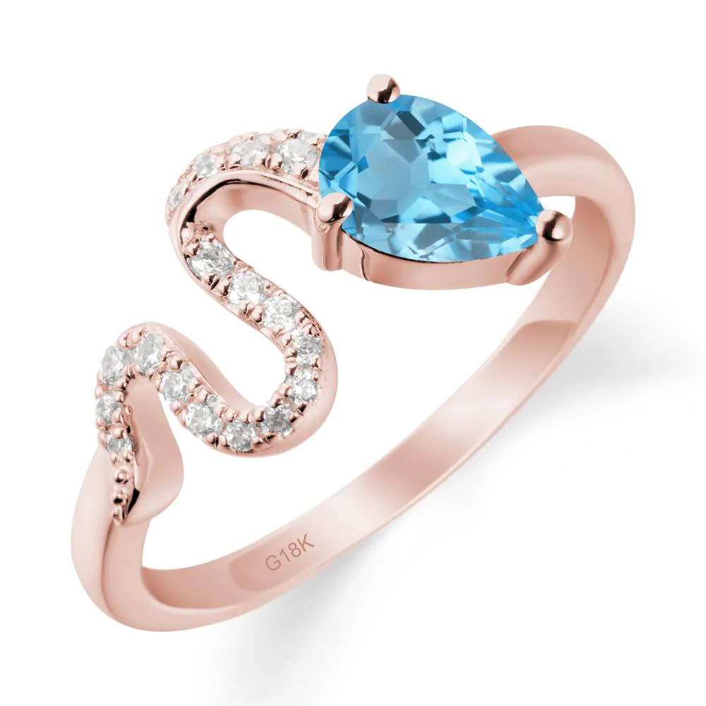 Pear Shaped Swiss Blue Topaz Snake Ring - Image 4